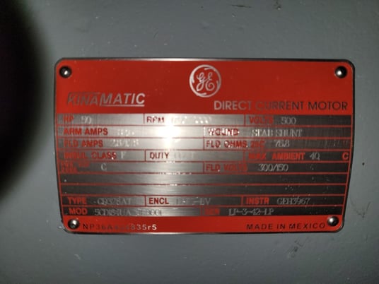 50 HP 1750/2000 RPM General Electric, Frame CD328AT, BB, DPFG-BV, new, 500VA, 150/300VF (2 available) - Image 1