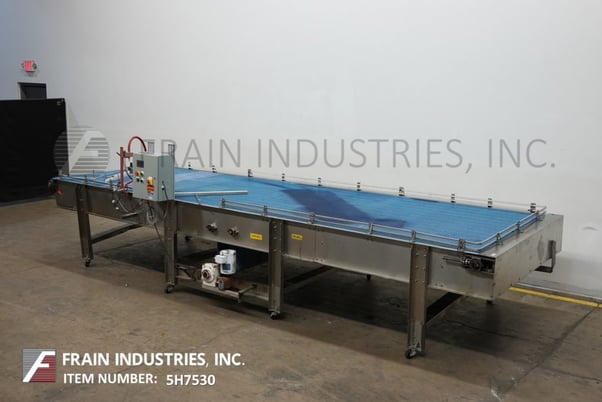 72" W x 232" L Stainless Steel accumulation table, adjustable guide rails and 42" to 48" in feed and - Image 5