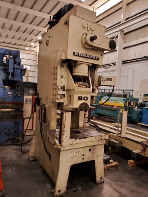 88 Ton, Komatsu #OBS80, straight side punch press, 5-7/32" stroke, 3-5/32" slide adjustment, 60 SPM, Shadow - Image 2