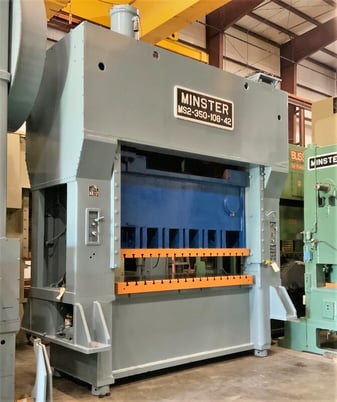 350 Ton, Minster #MS2, straight side double crank, 10" stroke, 27" Shut Height, 108x42" bed, hydraulic OL - Image 1