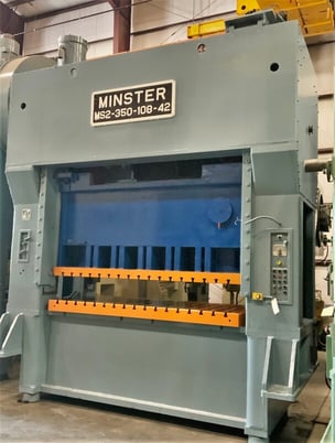 350 Ton, Minster #MS2, straight side double crank, 10" stroke, 27" Shut Height, 108x42" bed, hydraulic OL - Image 2