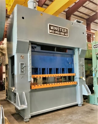 350 Ton, Minster #MS2, straight side double crank, 10" stroke, 27" Shut Height, 108x42" bed, hydraulic OL - Image 3