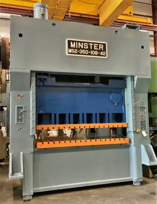 350 Ton, Minster #MS2, straight side double crank, 10" stroke, 27" Shut Height, 108x42" bed, hydraulic OL - Image 5