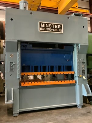 350 Ton, Minster #MS2, straight side double crank, 10" stroke, 27" Shut Height, 108x42" bed, hydraulic OL - Image 6