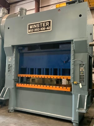 350 Ton, Minster #MS2, straight side double crank, 10" stroke, 27" Shut Height, 108x42" bed, hydraulic OL - Image 7