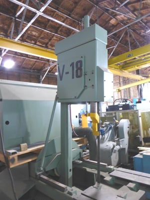 18" x 28" Hyd-Mech #V-18, power tilt frame, canted head, 18" rounds, 1-1/4" blade, 5 HP, 1998 - Image 3