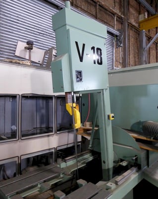 18" x 28" Hyd-Mech #V-18, power tilt frame, canted head, 18" rounds, 1-1/4" blade, 5 HP, 1998 - Image 4