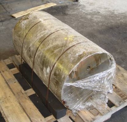 Ram from hydraulic press, 20" dia x 36" long, (2) 1" threaded holes, never used, #1084 - Image 1