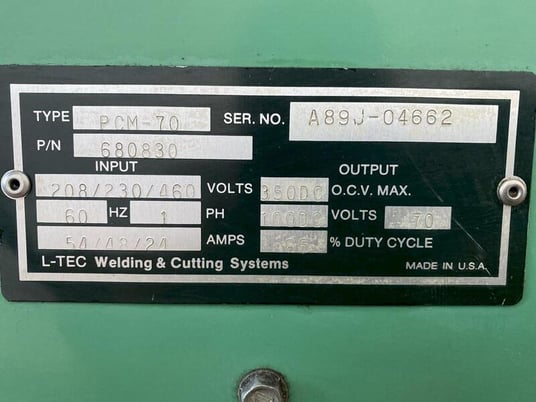 L-Tec Plasmarc #PCM-70, portable plasma cutter - Image 6