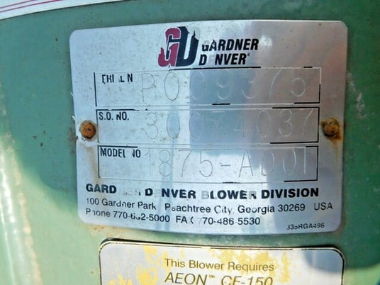 Lamson Gardner Denver #1875-AD01, multistage blower, 800 HP motor, 2006, rebuilt 2017 - Image 8