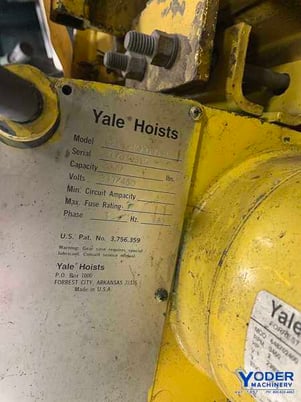 1 Ton, Yale #KEL1-15LG30S1, chain hoist, pendant Control, manual trolley, 2 HP, #69926 - Image 3