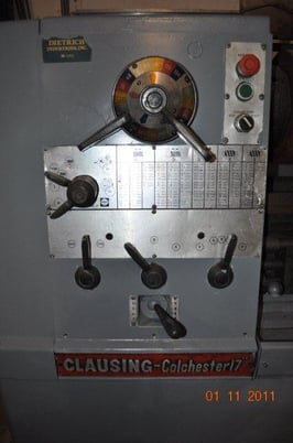 17" x 120" Clausing #7-17-120, engine lathe3 & 4-jaw chuck,inch/metric,Steady Rest,tailstock - Image 3