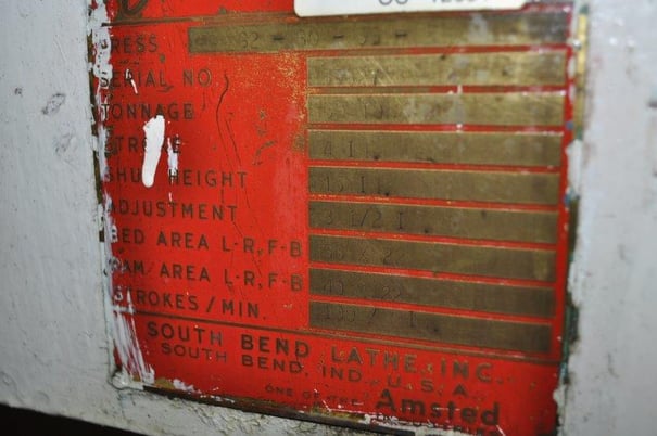 60 Ton, Johnson #G2-60-56-22, gap frame press, 4" stroke, 15" Shut Height,air clutch, 100 SPM, 1965 - Image 5