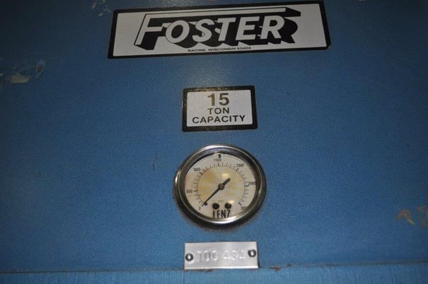 15 Ton, Foster-Wheeler, 4-post hydraulic press, 12" stroke, 26" daylight, 29-1/2"x24"bed & ram, 10 HP - Image 8