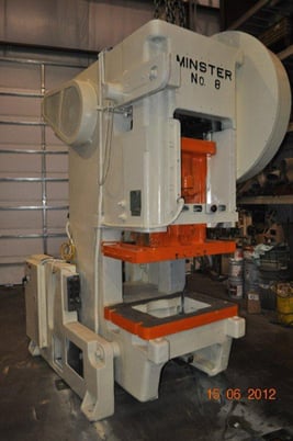 90 Ton, Minster #8, OBI press, 6" stroke, 16" Shut Height, 4" ram adj., 37 SPM, air clutch & brake - Image 1