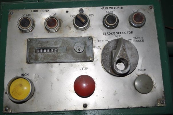 75 Ton, Danly #75, flywheel type OBI press, 8" stroke, 21" Shut Height, air clutch & brake, 40-80 SPM, 1975 - Image 5