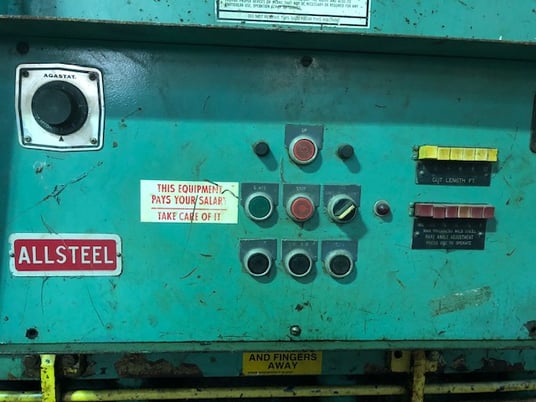 1/2" x 10' Allsteel #1/2/2010, hydraulic shear, 36" front operated back gauge, 11 hold downs, foot pedal - Image 2