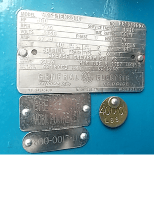 800 HP 1800 RPM General Electric, Frame 5011LL, WPIIBB, 4160 Volts - Image 1