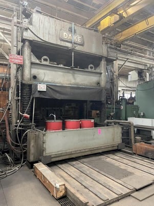 150 Ton, Dake #18-467, 4-post downacting hydraulic spotting press, 24" stroke, 60" shut height - Image 4