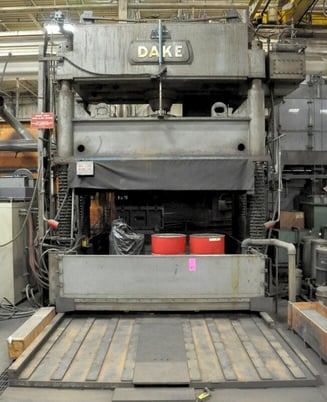 150 Ton, Dake #18-467, 4-post downacting hydraulic spotting press, 24" stroke, 60" shut height - Image 6