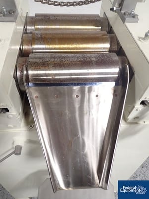 4" x 8" Ross #4X8TRM, 3 roll mill, end guide holders less end guides, adjustable first and third rolls - Image 8