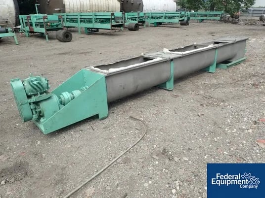 20" diameter x 16.9' long, Spaans screw conveyor, Stainless Steel, 5 HP, 20" x 20" bottom discharge, serial - Image 1