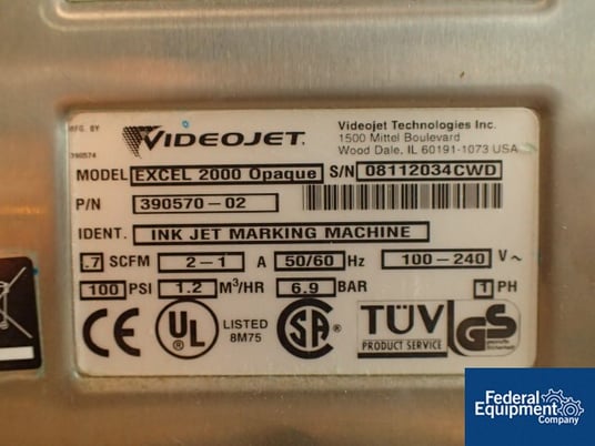Videojet #2000 Opaque, coder, on stand, serial# 08112034CWD, #3252-36 - Image 2