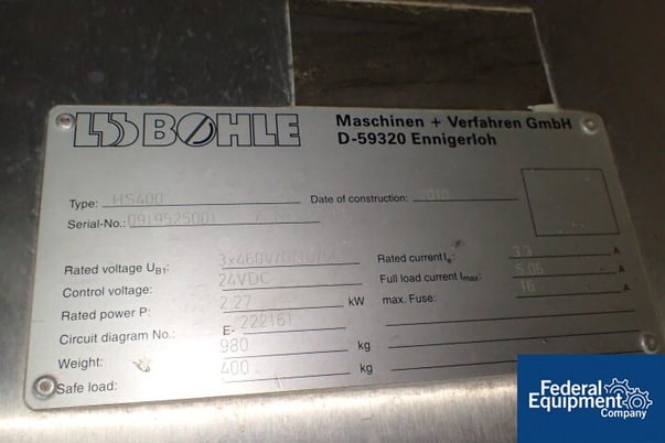 LB Bohle #HS400, 400 KG, Drum Lift, Stainless Steel, 144" rise, approximately 182" overall height, serial# - Image 2