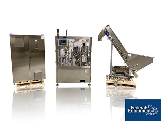 IMA Comadis tube filler #C1090, 80 tubes/minute, 0 - 5 mL fill range, AB MicroLogix L30ERM PLC, 2016 - Image 1