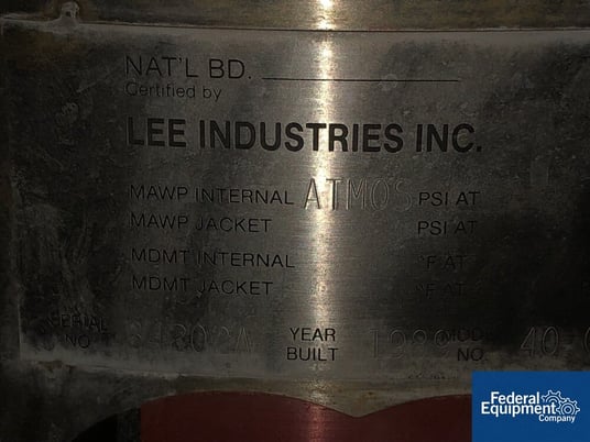 40 gallon Lee #40GAL-DBT, Stainless Steel, open top, dish bottom, on legs, S/N B4202A, 1989, #10634-2, 1989 - Image 2