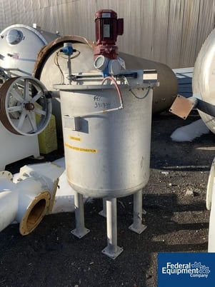 132 gallon Freude Titan, mix tank, Stainless Steel, 1.5 HP, 32" diameter x 32" side, flat top, dish bottom - Image 1