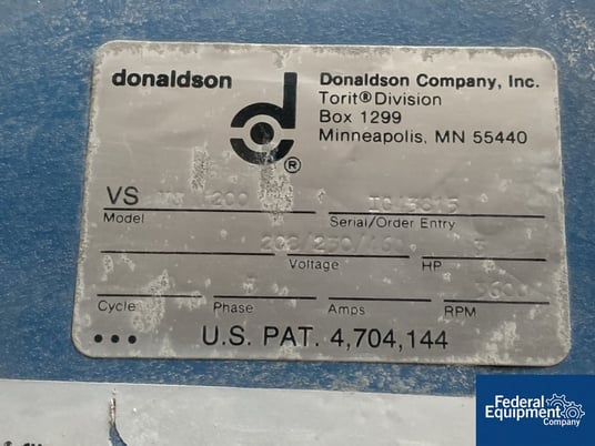 1243 cfm Donaldson #VS1200, dust collector, Carbon Steel, 135 sq.ft. filter area, 200/230/460 V. with blower - Image 2