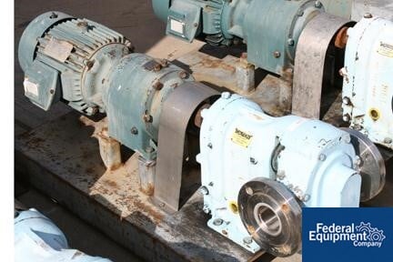 Waukesha #12T, rotary lobe pump, Stainless Steel, 2.5" inlet/outlet, on base w/7.5 HP motor, #35695 - Image 1