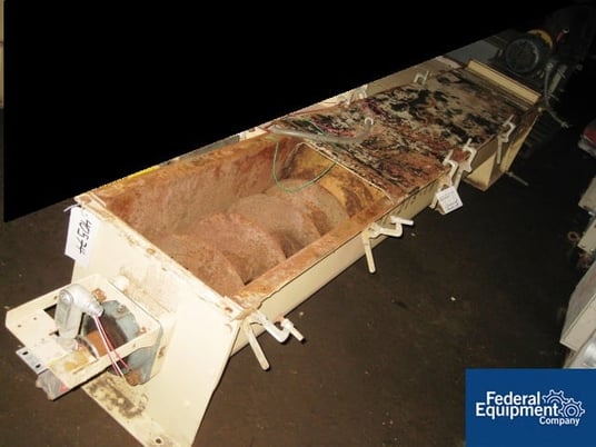 14" diameter x 9.5' long, Carbon Steel screw conveyor, partially covered, 7.5" pitched flights, 15" x15" - Image 2