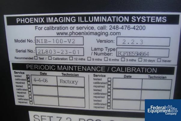 Phoenix #MIB100-V2, Version 2.2.3, Imaging Illumination System, lamp type FCFTE55W864, serial #2L803-23-01 - Image 3