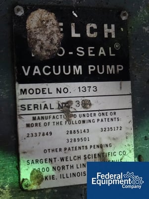 Welch #1373, Vacuum Pump, Serial #384, #42572 - Image 8
