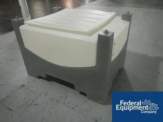 20 cu.ft., Remcon Plastic Bin, 36" x 57" x 16" straight side, w/cover, stackable, 6" center bttm outlet - Image 3