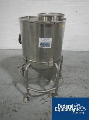 4 cu.ft., Stainless Steel Tote Bins, 22" x 42" x 17" cone bottom, 12" top access, 1.5" top nozzle, 8" bottom - Image 2