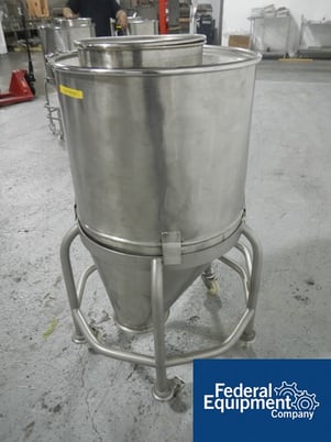 4 cu.ft., Stainless Steel Tote Bins, 22" x 42" x 17" cone bottom, 12" top access, 1.5" top nozzle, 8" bottom - Image 3