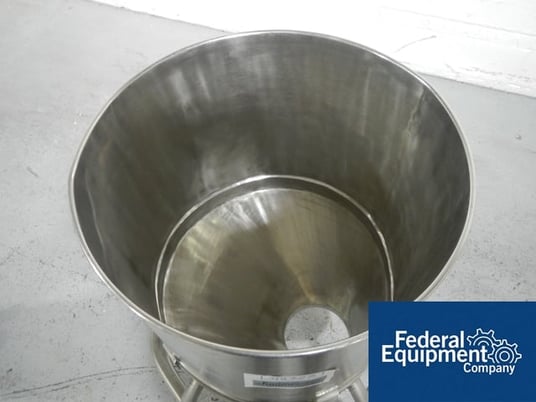 4 cu.ft., Stainless Steel Tote Bins, 22" x 42" x 17" cone bottom, 12" top access, 1.5" top nozzle, 8" bottom - Image 6
