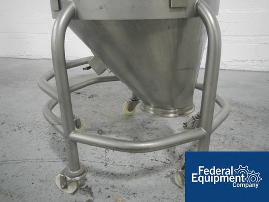 4 cu.ft., Stainless Steel Tote Bins, 22" x 42" x 17" cone bottom, 12" top access, 1.5" top nozzle, 8" bottom - Image 7