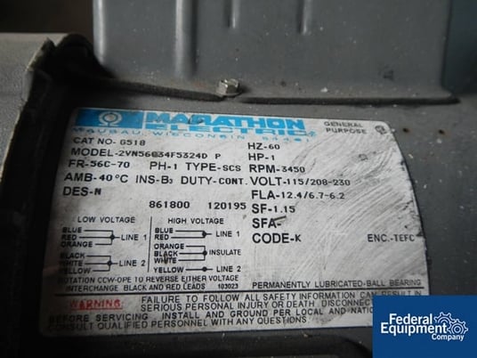 HGI Cyclone #600, Carbon Steel dust collector, 1 HP, 115-208/230 V. blower, on legs, #43071 - Image 6