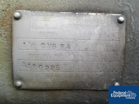 Worthington, Stainless Steel, 2" inlet, 1.5" outlet, 5 HP, 220/440 V. explosion proof drive on unitized base - Image 5