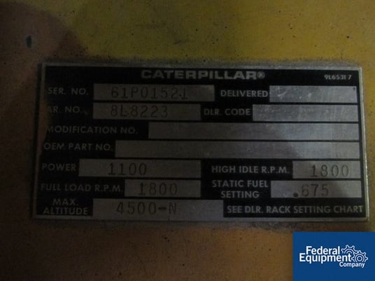 750 KW Caterpillar #D349, SRCR, 938 KVA, diesel fired, 230/460 Volts, 1800 RPM, 280 gal.C/S day tank, #47296 - Image 8
