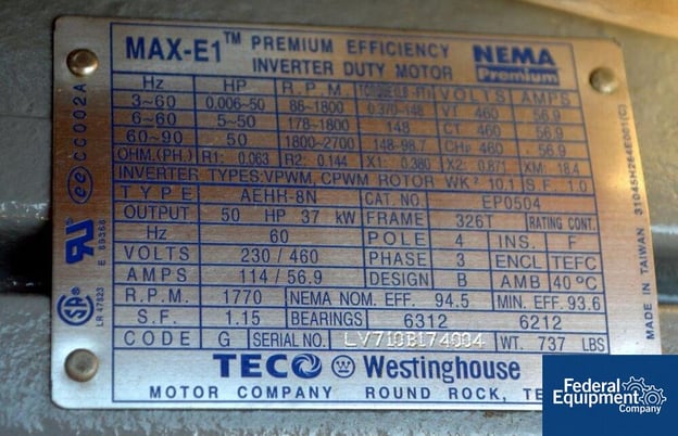 Teco Westinghouse, AEHH8N, Premium Efficiency Inverter Duty Mtr, f/Hazardous Locations, 3/60/230/460 Volts - Image 4