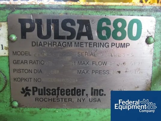 1.5" Pulsafeeder #680-S-E, Stainless Steel pump head, flow to 32.6 GPH, 100 psig, .5 HP, 115/208-230 V. - Image 7