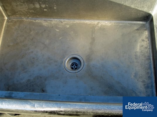 Washing Table, Stainless Steel, 106" x 30", dual 36" x 24" x 18" D sinks on base, #47483 - Image 2