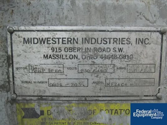 24" Midwestern #ME24L4-4-4, Carbon Steel circular screen, on base, .5 HP, 230/460 V. motor, As Is, #49613 - Image 4