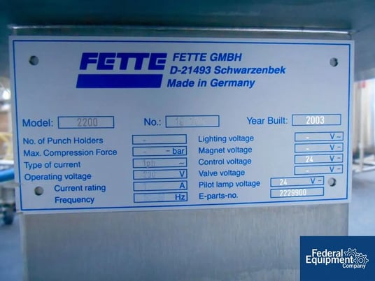 Fette #2200, tablet turrets / parts, control console, #250-4 (2 available) - Image 3
