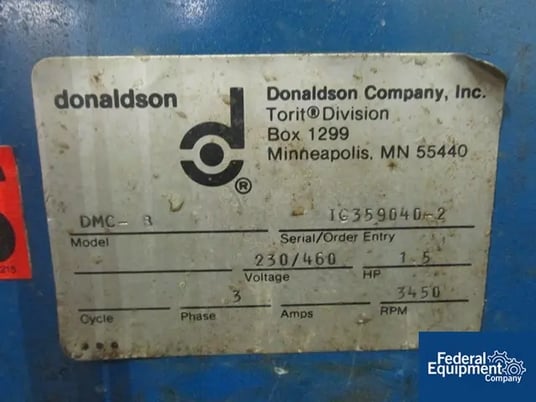 800 cfm Torit Dryflo #DMC-B, Carbon Steel mist collector, 82 sq.ft., 1.5 HP, 230/460 V. blower, on stand - Image 7